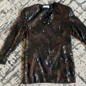 Vintage Avantgarde Black Sequins Dress Womens 38(S/M)